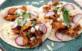 Chicken Huajillo Flour Tortilla Tacos with Poblano Rice and Pinto Beans Chicken Huajillo Flour Tortilla Tacos with Poblano Rice and Pinto Beans