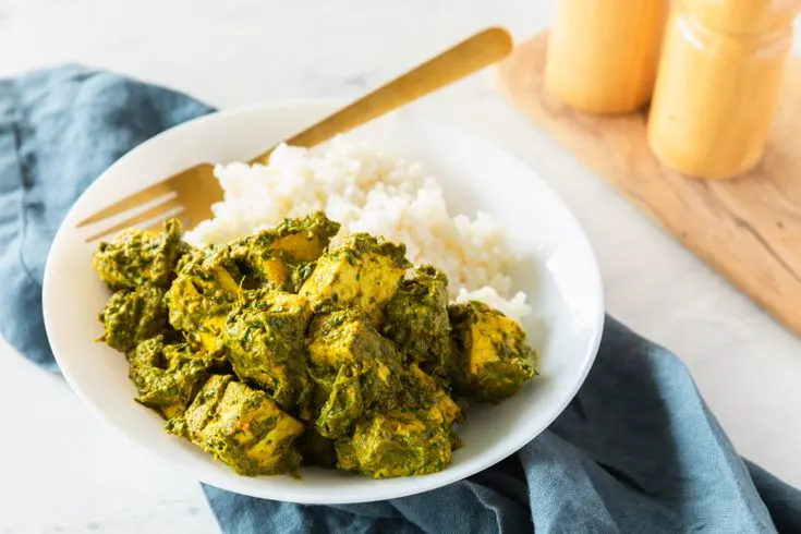Vegetarian Palak Paneer and Basmati Rice Vegetarian Palak Paneer and Basmati Rice