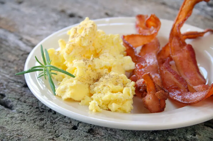 Two Egg Scramble with Smoked Bacon Two Egg Scramble with Smoked Bacon