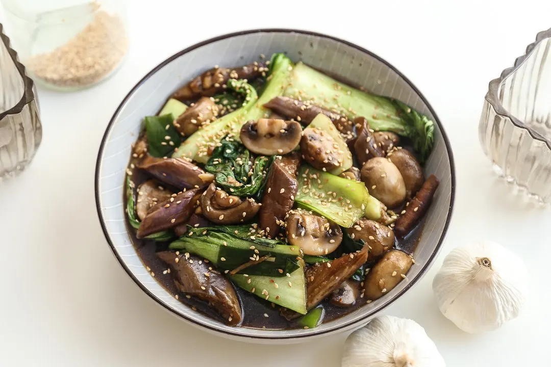 Vegan Gluten-Free Mushroom & Bok Choy with White Rice