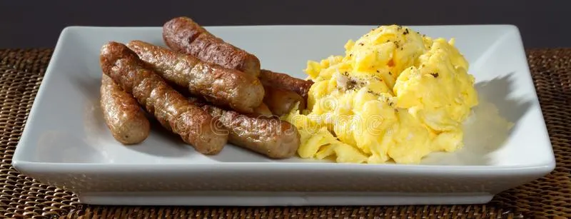 Two Egg Scramble with Pork Sausage Two Egg Scramble with Pork Sausage