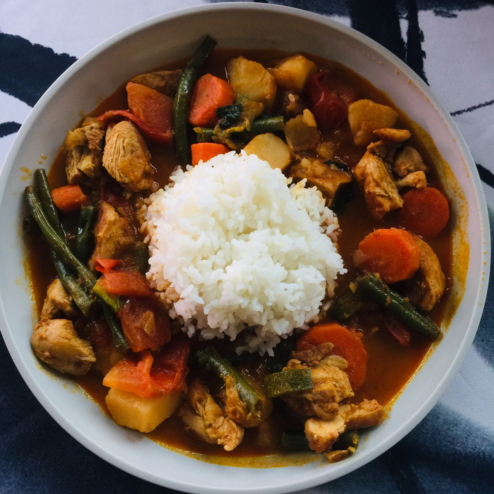 Gluten-Free Laotian Grilled Chicken with Rice & Red Curry with Mixed Vegetables
