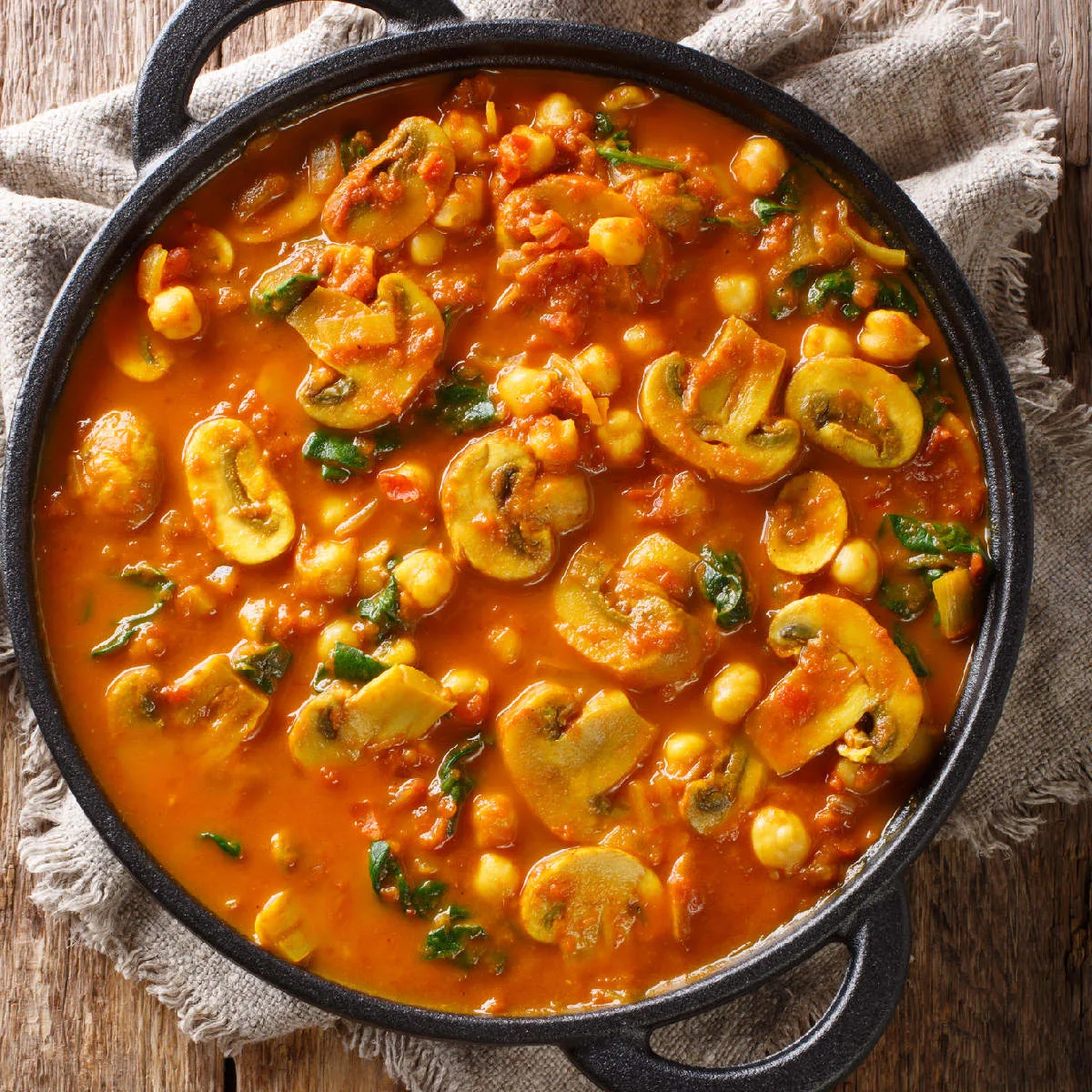 Mushroom Muttar and Red Pepper Masala Curry