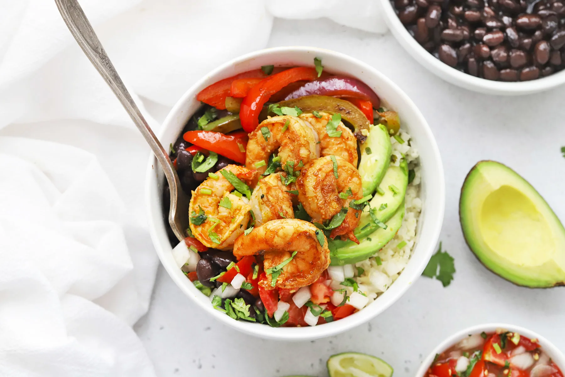 Light Carb Shrimp Fajita Bowl Light Carb Shrimp Fajita Bowl