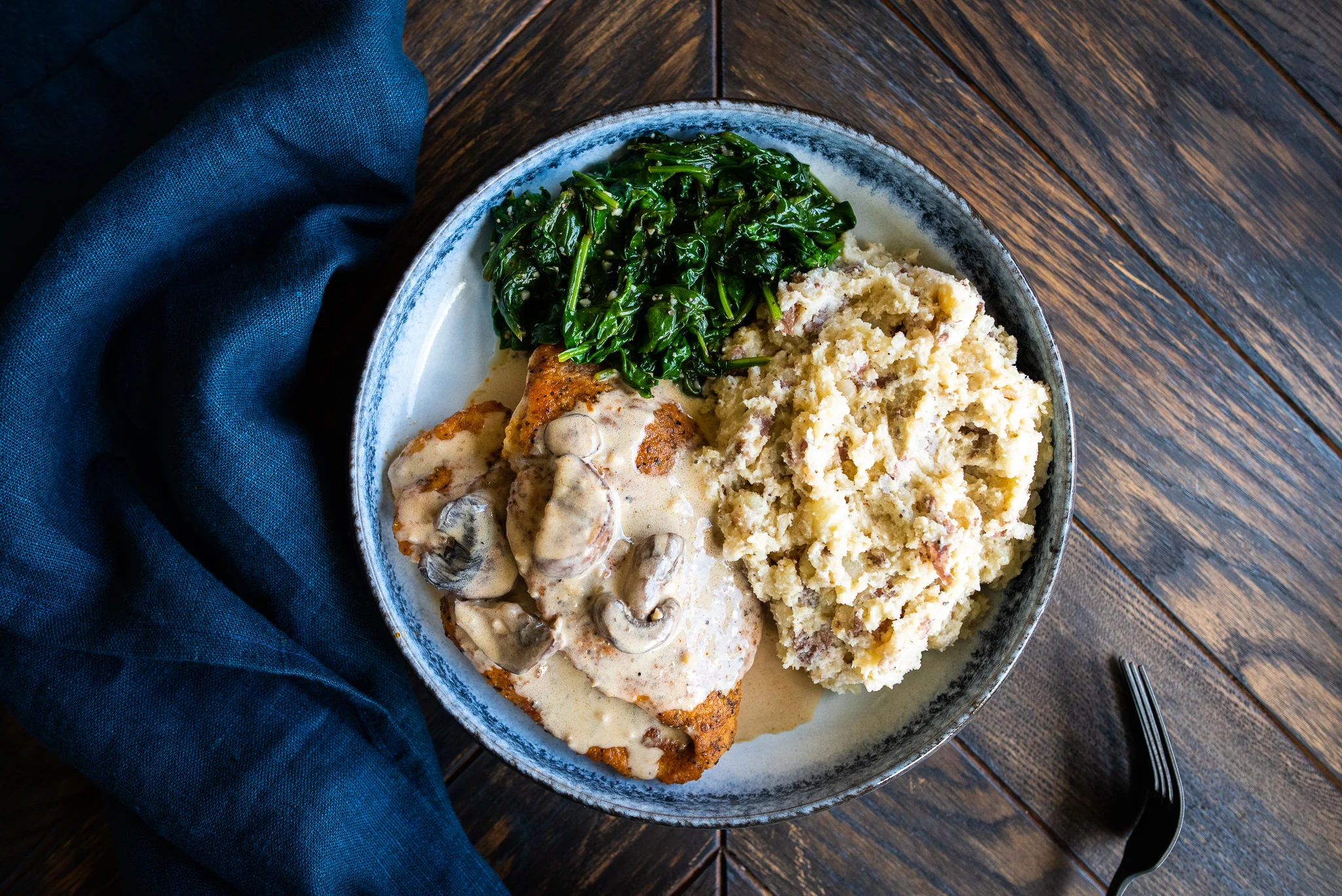 Chicken Mushroom Marsala with Mashed Potatoes and Veggies