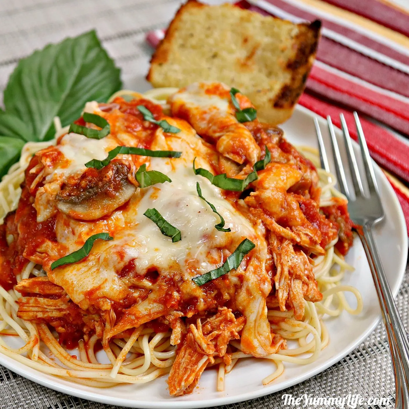 Chicken Parm with Marinara Pasta, Lemon Garlic Zucchini & Garlic Toast