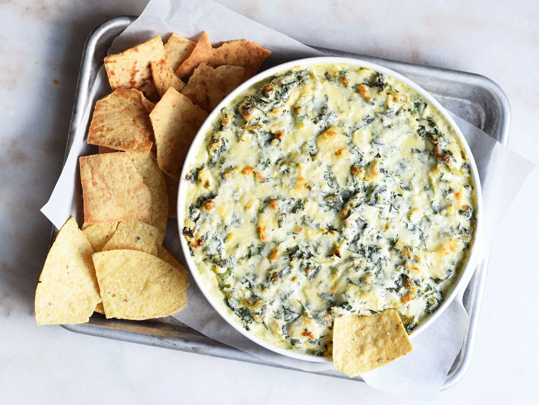 Spinach Artichoke Dip with Chips Spinach Artichoke Dip with Chips