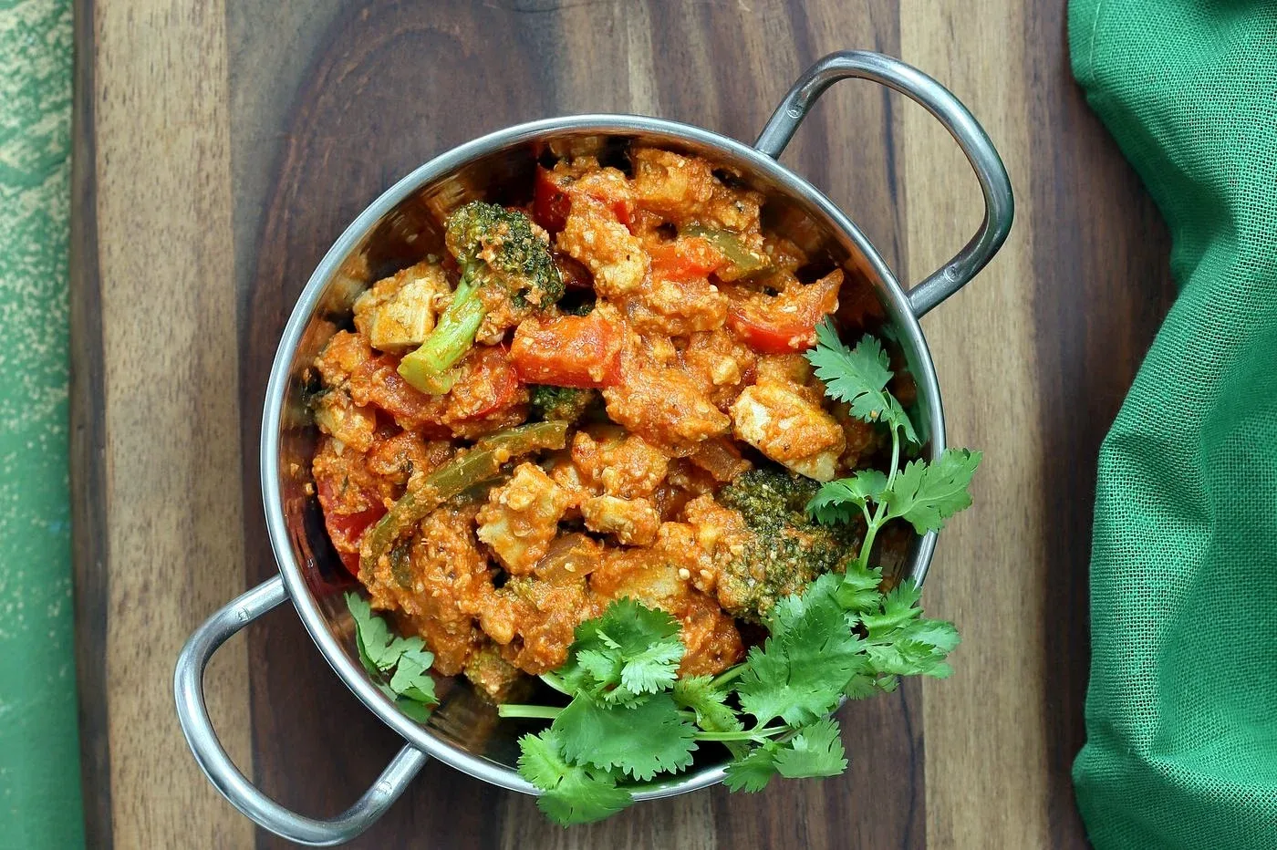 Vegan Tofu Kadhai served with Mixed Daal and Rice