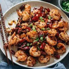 Szechuan Garlic Shrimp with Steamed Rice