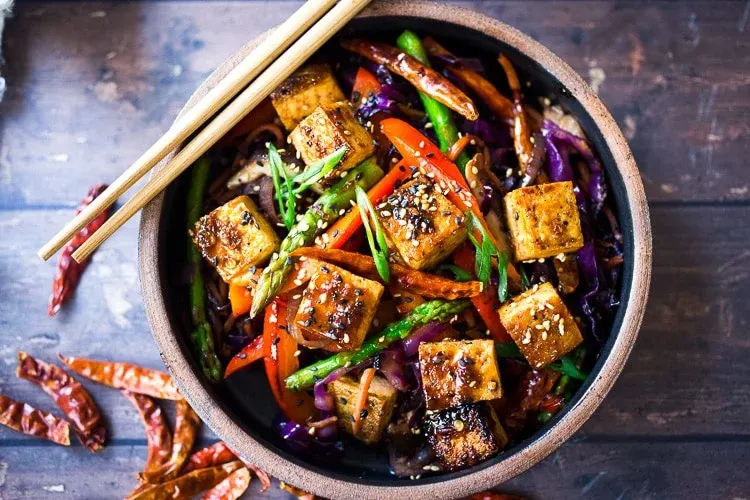 Szechuan Garlic Tofu with Steamed Rice