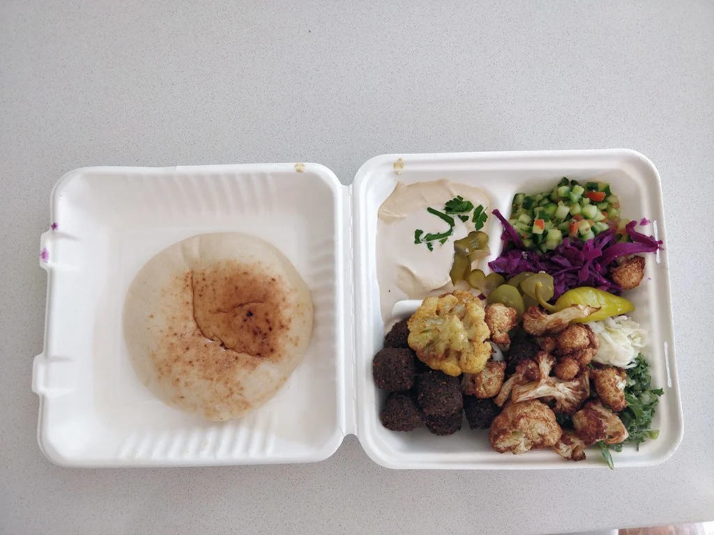 Fried Cauliflower Boxed Meal with Wheat Pita Fried Cauliflower Boxed Meal with Wheat Pita