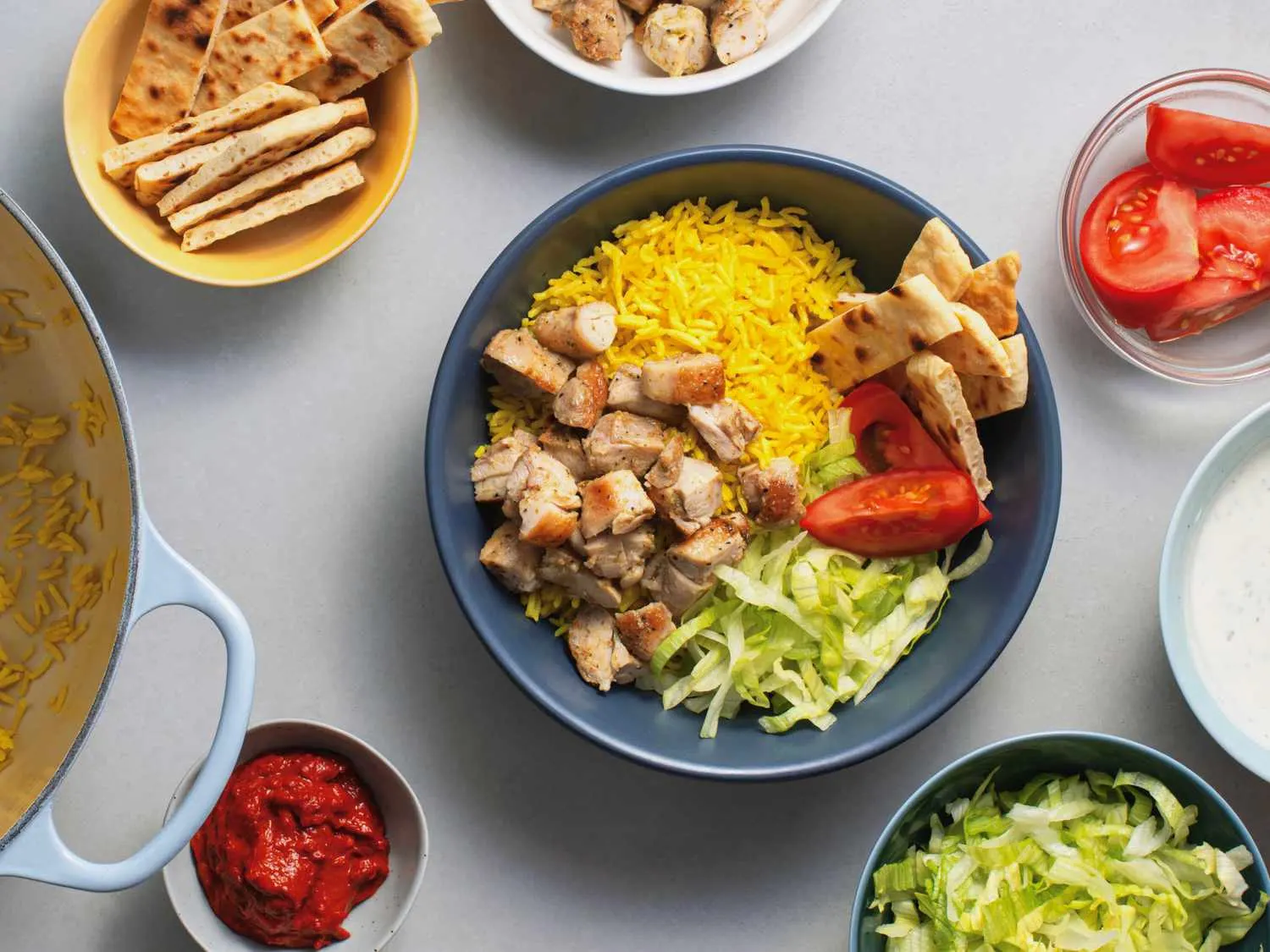 Chicken Cutlet Rice Bowl with White Pita Chicken Cutlet Rice Bowl with White Pita