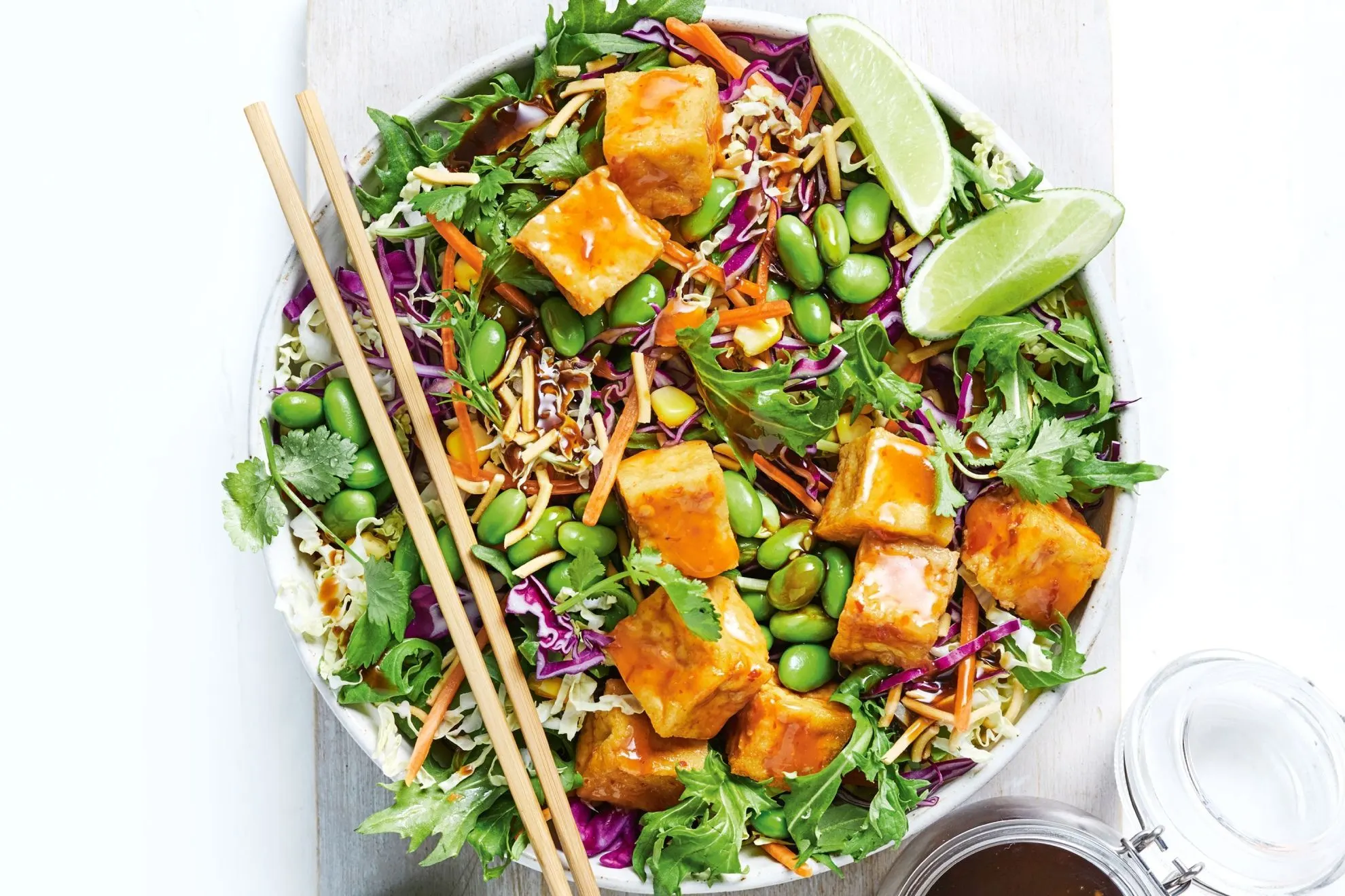 Asian Crispy Tofu Entree Salad (Sesame Lime Dressing) Asian Crispy Tofu Entree Salad (Sesame Lime Dressing)