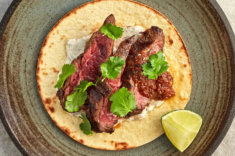 Coffee & Pepper Crusted Sirloin on Corn Tortillas Coffee & Pepper Crusted Sirloin on Corn Tortillas