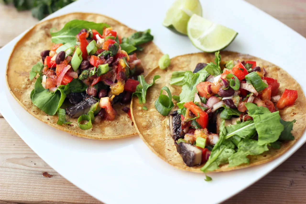 Vegan Mushroom Asada Taco Plate Vegan Mushroom Asada Taco Plate