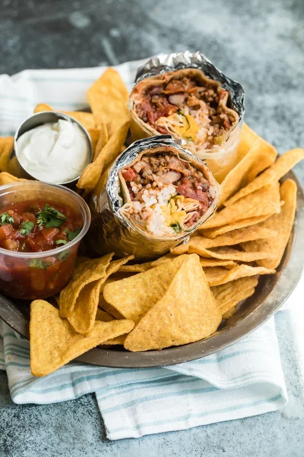 Beef Burrito with Side of Tortilla Chips & Salsa Beef Burrito with Side of Tortilla Chips & Salsa
