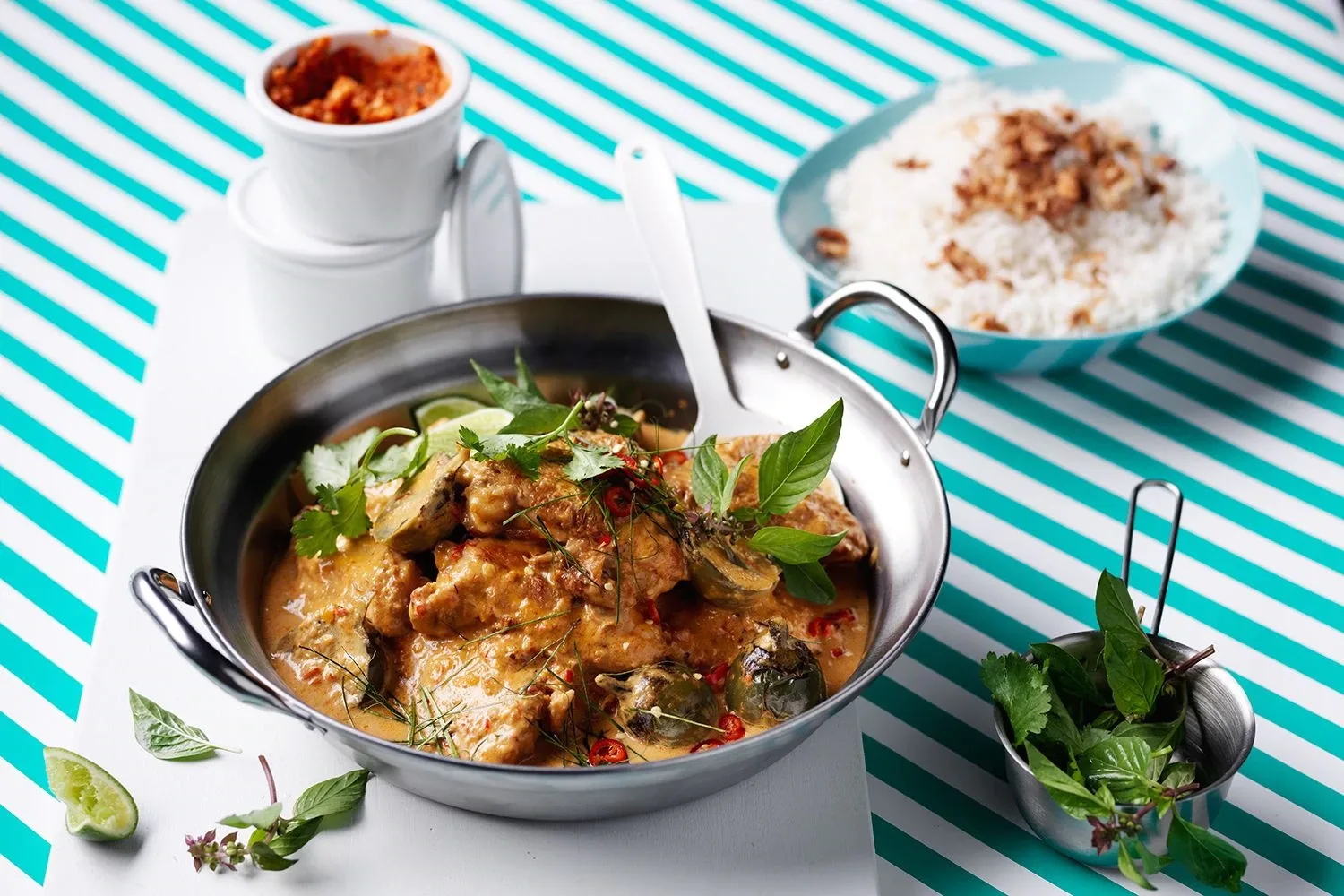 Thai Chicken and Eggplant Yellow Curry with Thai Coconut Rice & Thai Green Beans Thai Chicken and Eggplant Yellow Curry with Thai Coconut Rice & Thai Green Beans