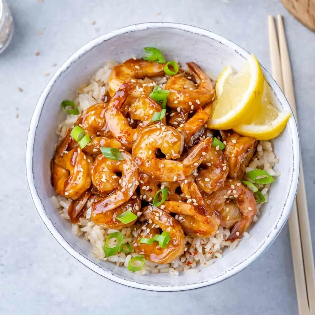 Teriyaki Shrimp with Steamed Rice