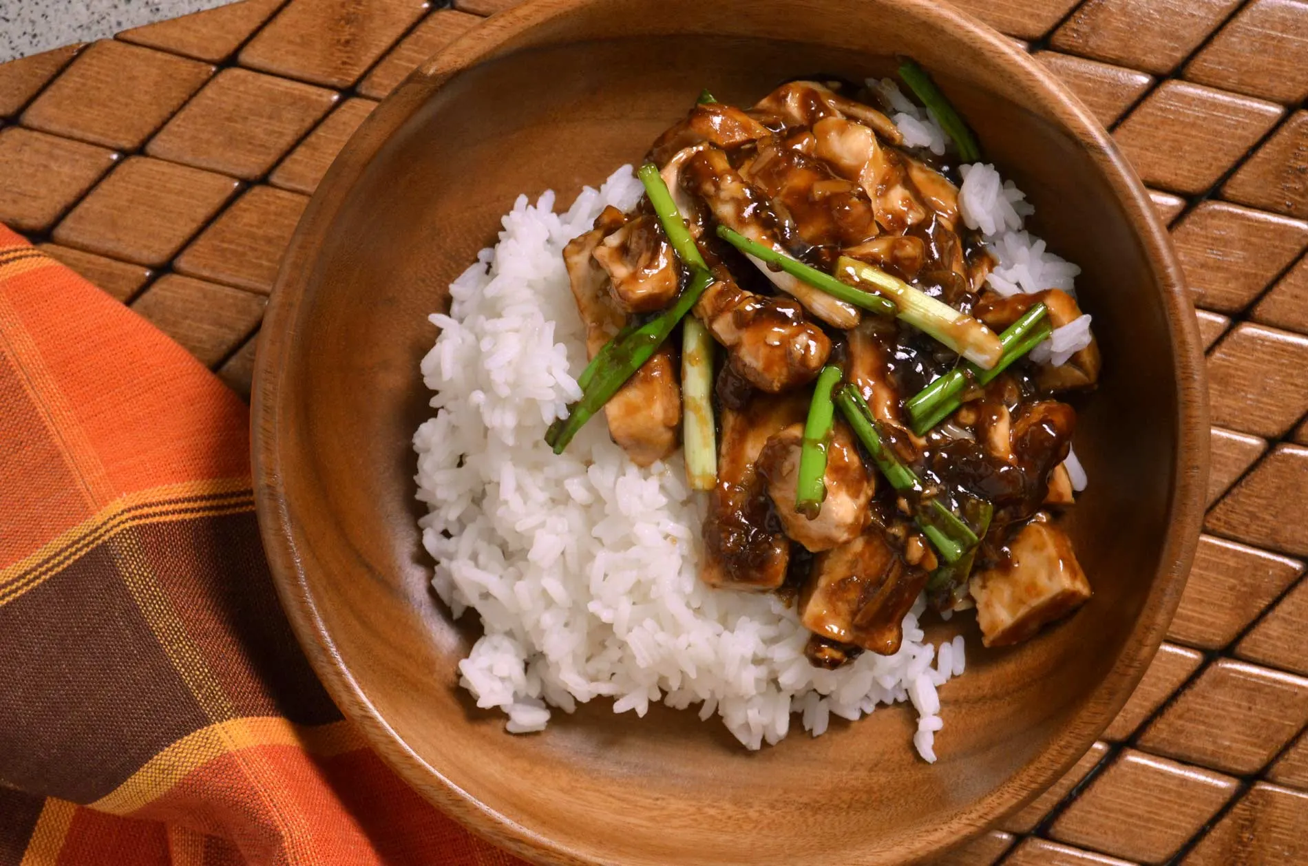 Vegan Mongolian Tofu with Steamed Rice