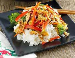 Vegan Mandarin Mix Veggie with Steamed Rice