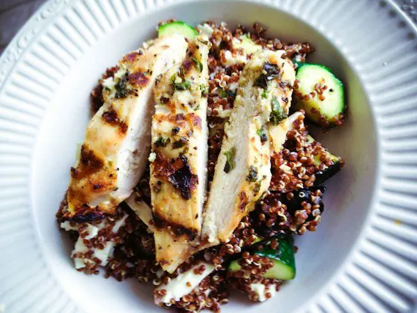 Grilled Chicken with Quinoa & Lemon Garlic Zucchini (Nightshade Free)
