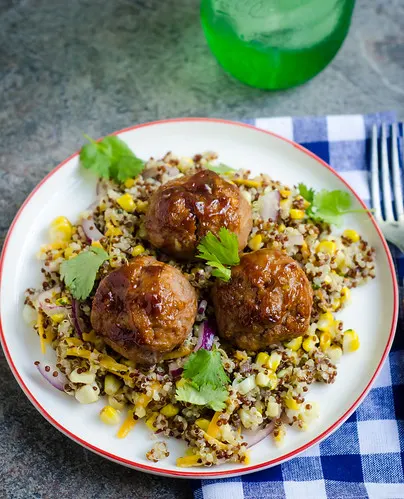 Vegan Meatballs with Quinoa & Lemon Garlic Zucchini (Nightshade Free)