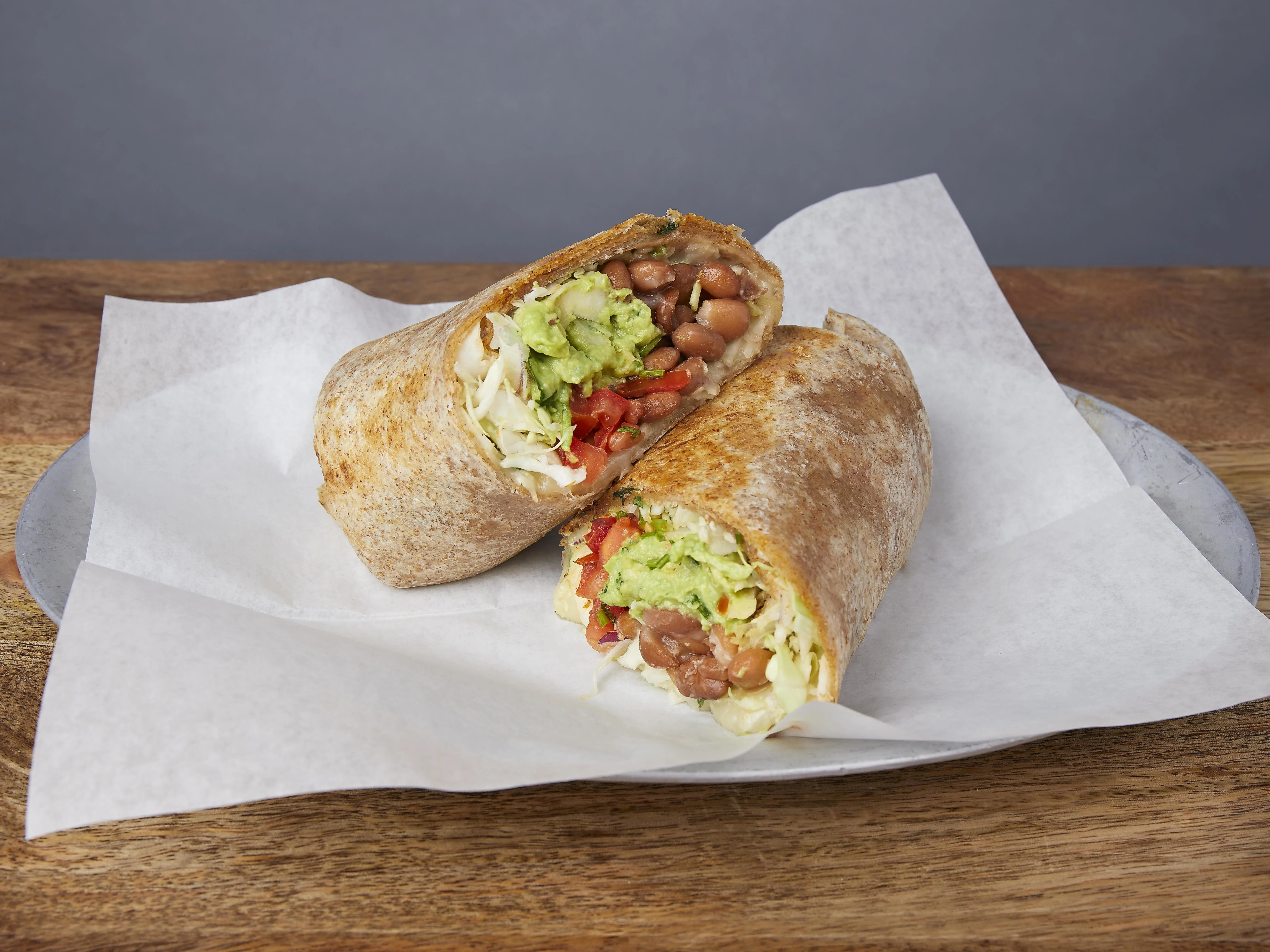 Vegan Santa Fe Breakfast Burrito with Grilled Veggies (no eggs, no cheese)