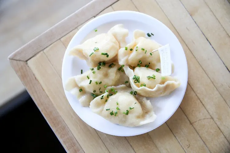 Jalapeño Pierogi Lunchbox with Caramelized Onions and Mustard Sauce Jalapeño Pierogi Lunchbox with Caramelized Onions and Mustard Sauce