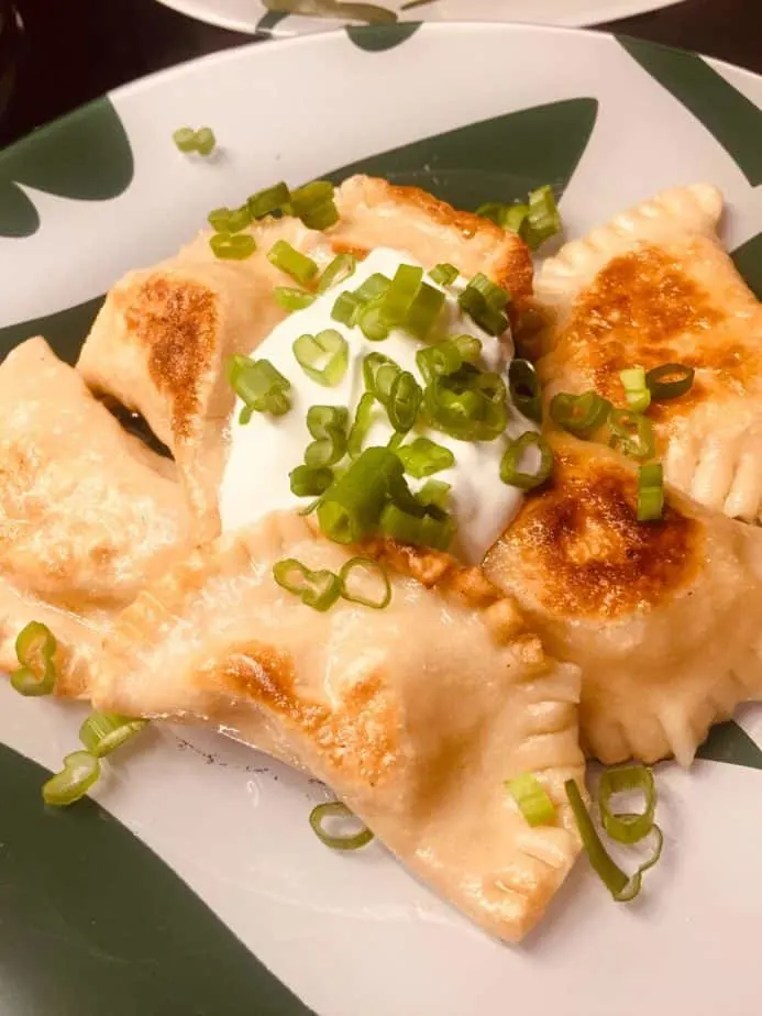 Mac & Cheese Pierogi Lunchbox with Sauerkraut and Sour Cream & Chives Dip Mac & Cheese Pierogi Lunchbox with Sauerkraut and Sour Cream & Chives Dip