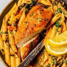 Chicken Florentine with Penne alla Vodka and Italian Roasted Vegetables Chicken Florentine with Penne alla Vodka and Italian Roasted Vegetables