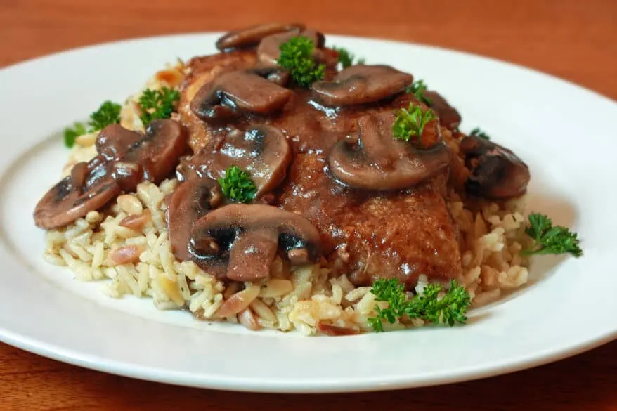 Dairy-Free Chicken Marsala with Rice Pilaf and Italian Roasted Vegetables Dairy-Free Chicken Marsala with Rice Pilaf and Italian Roasted Vegetables