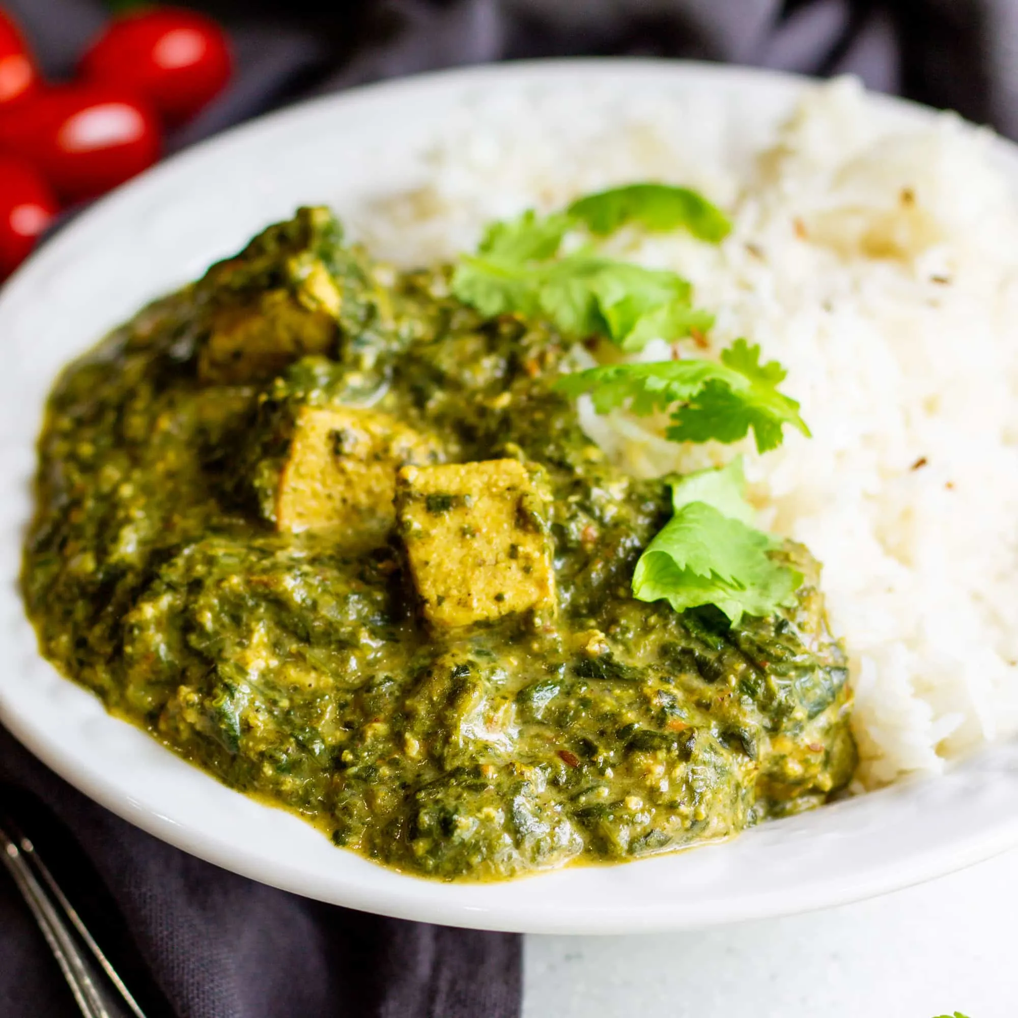 Tofu & Spinach Curry (Vegan) with Basmati Rice & Cauliflower Potato Curry Tofu & Spinach Curry (Vegan) with Basmati Rice & Cauliflower Potato Curry
