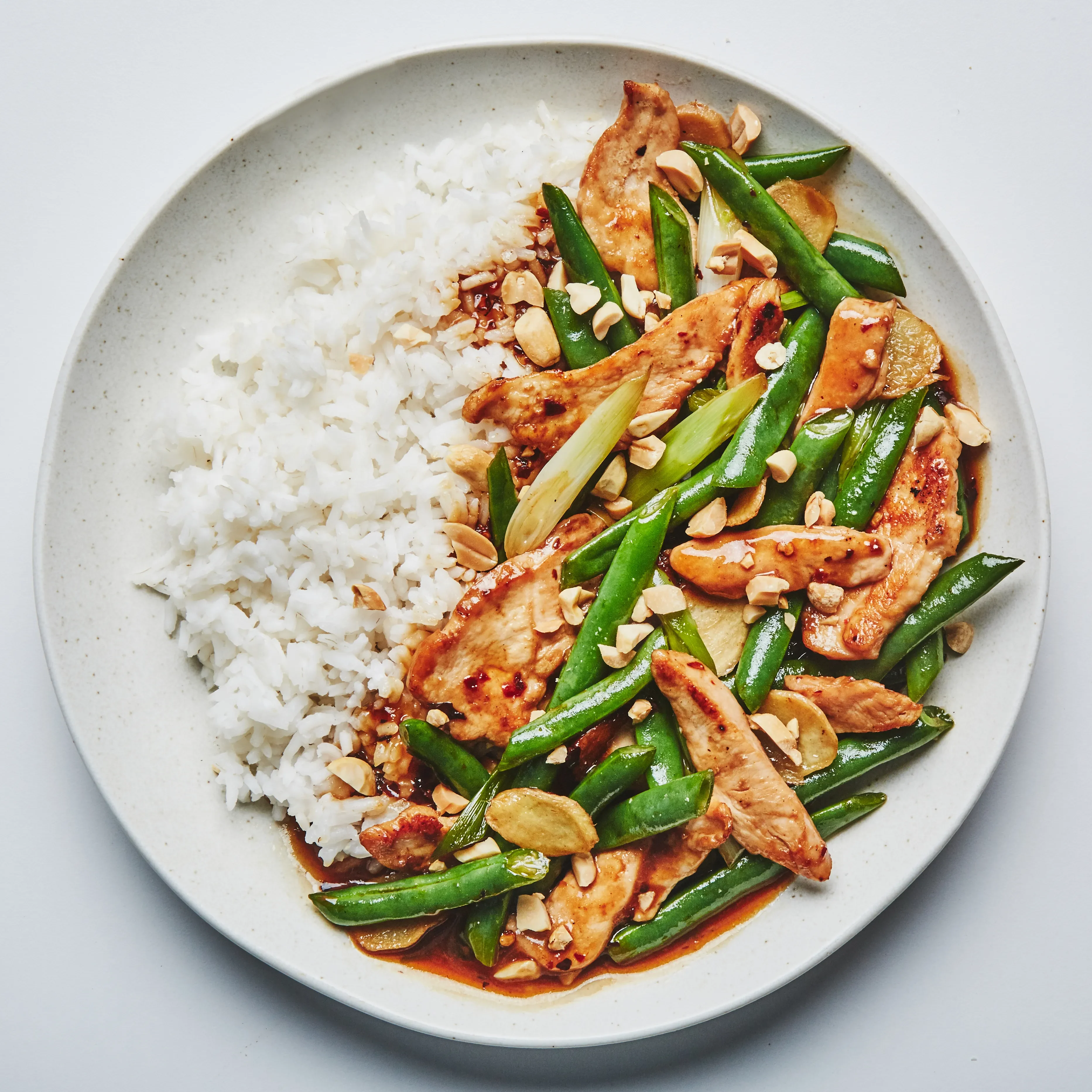 Chicken String Beans with White Rice & Sauteed Veggies