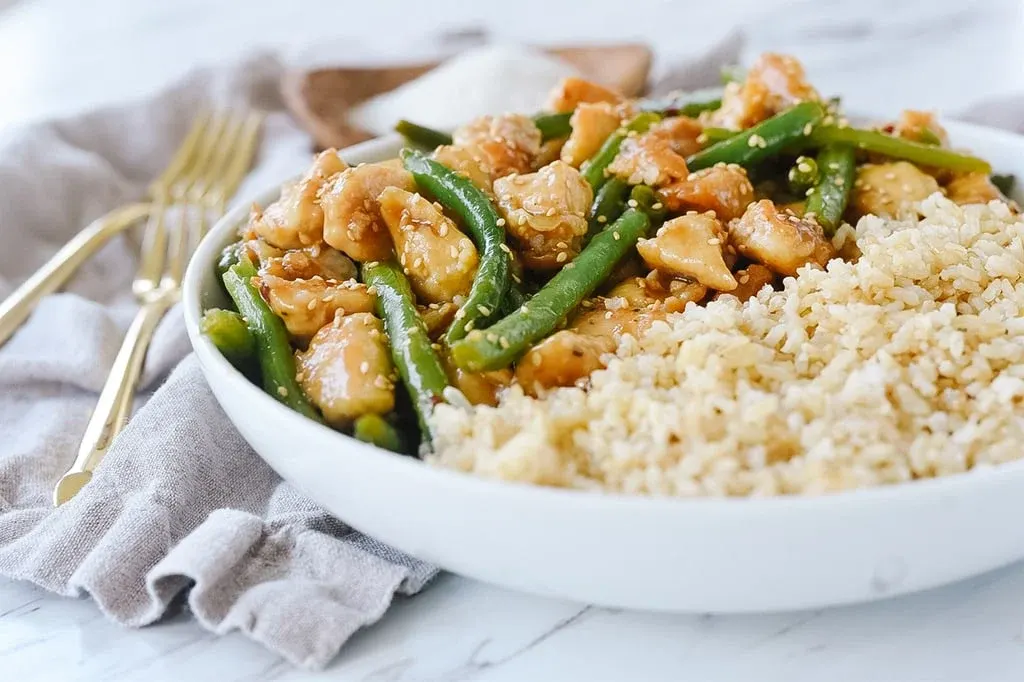 General Tso Chicken with Brown Rice & Sauteed Vegetables