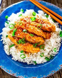 Gluten-Free Chicken in Ginger Garlic Sauce (No Peppers) with White Rice & Sauteed String Beans