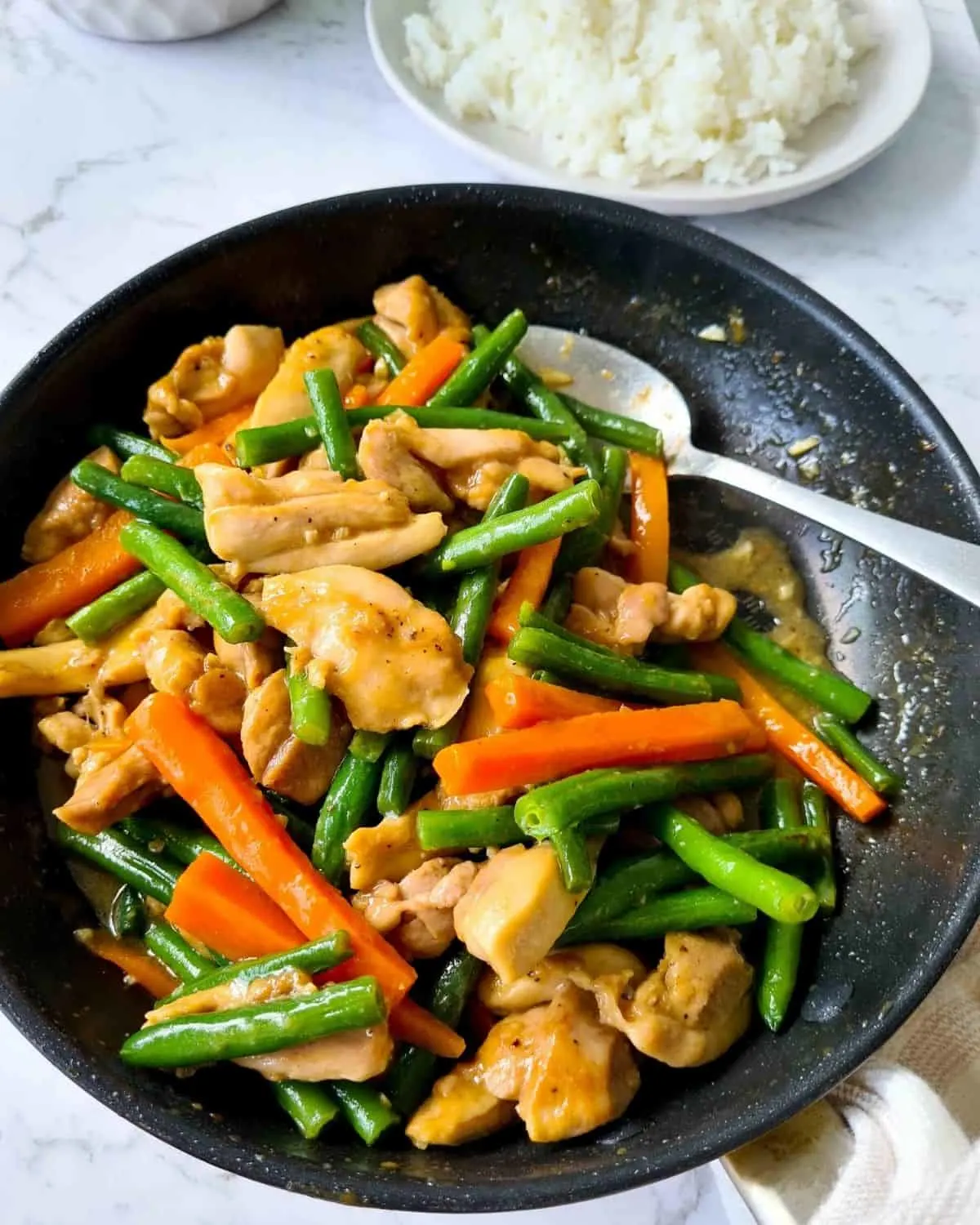 Gluten-Free Chicken with String Beans (No Oyster Sauce) with Brown Rice & Sauteed Vegetables