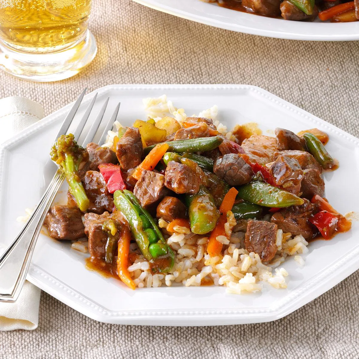 Orange Beef with Brown Rice & Sauteed Vegetables