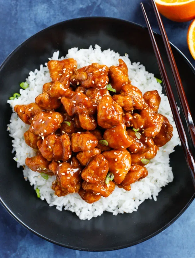 Orange Chicken with White Rice & Sauteed String Beans