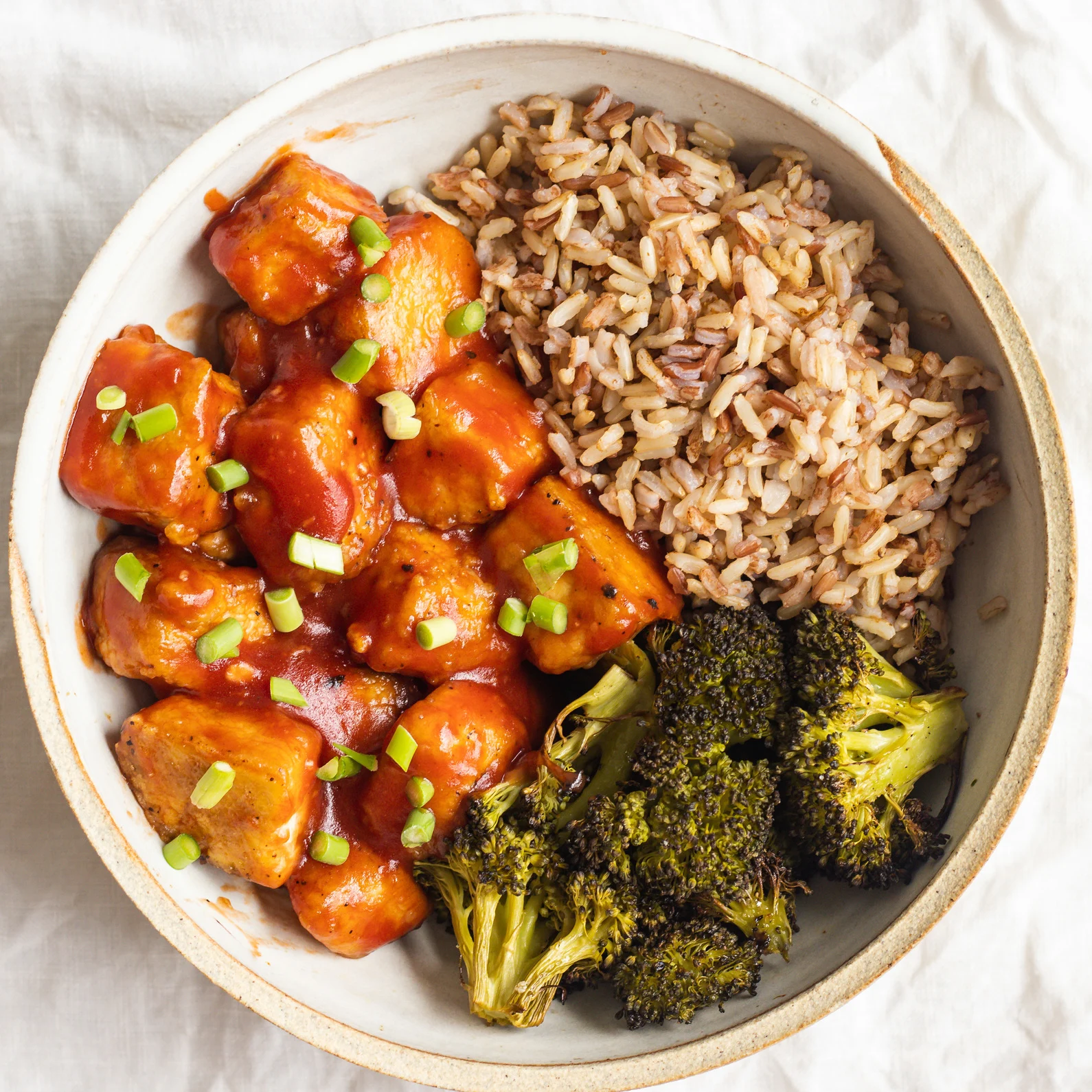 Sweet & Sour Tofu with Brown Rice & Sauteed Vegetables