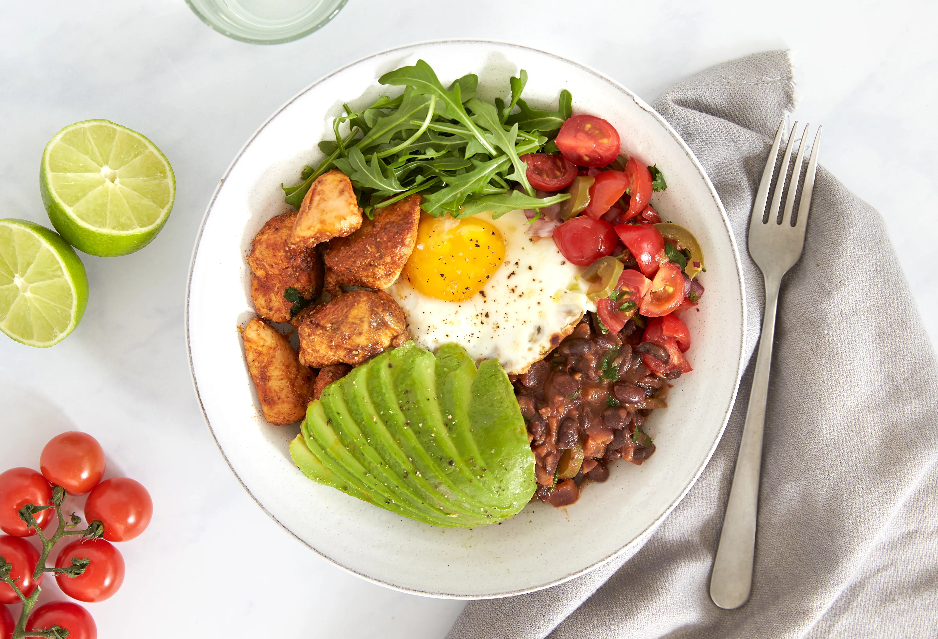 Boxed Pollo Huevos Rancheros with Rice & Beans
