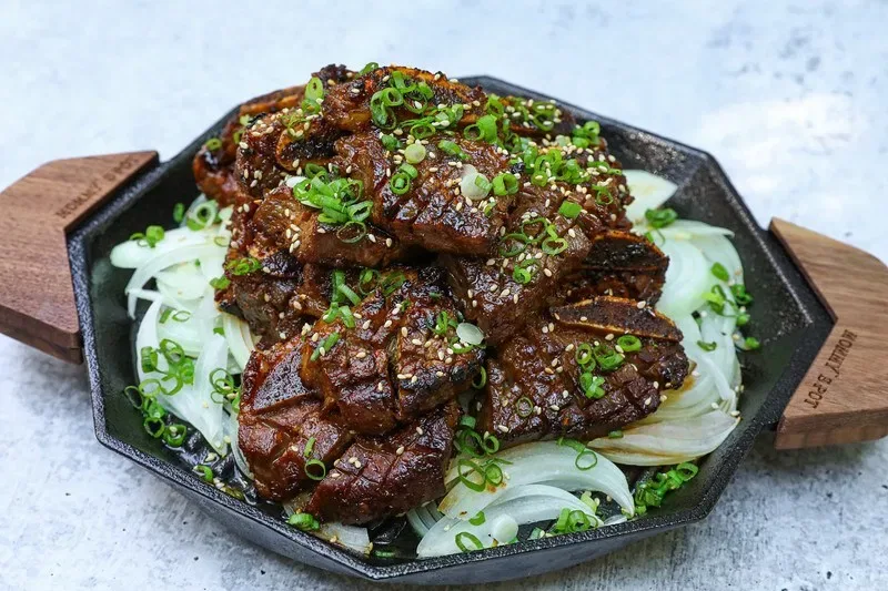 Korean Braised Short Rib with White Rice & Fried Bulgogi Dumplings Korean Braised Short Rib with White Rice & Fried Bulgogi Dumplings