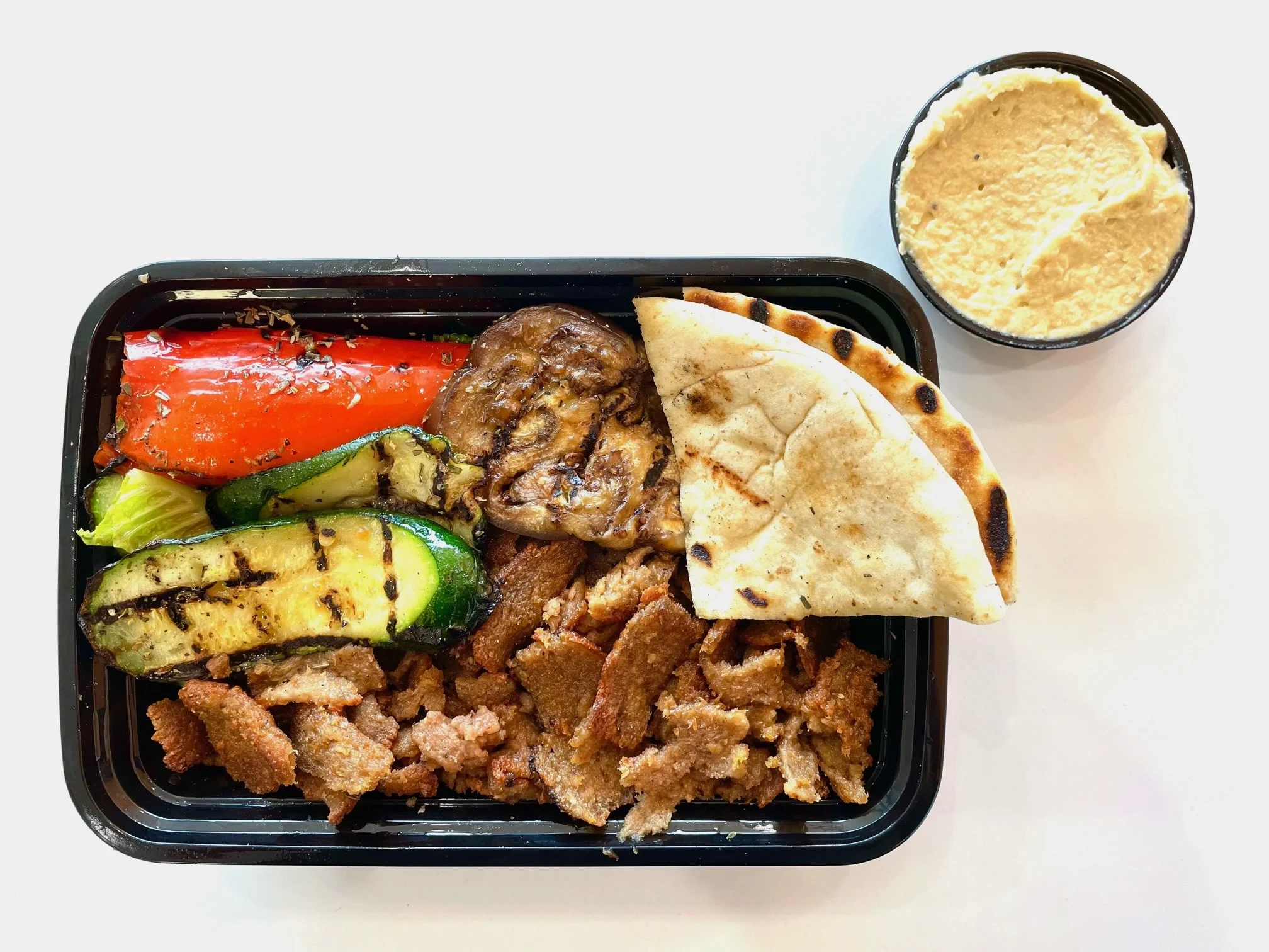 Individual Meatless Gyro Meat Platter Box with Pita Individual Meatless Gyro Meat Platter Box with Pita