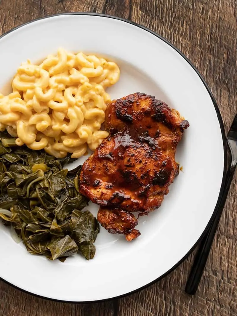 BBQ Chicken with Vegan Mac & Sauteed Spinach (Dairy-Free)