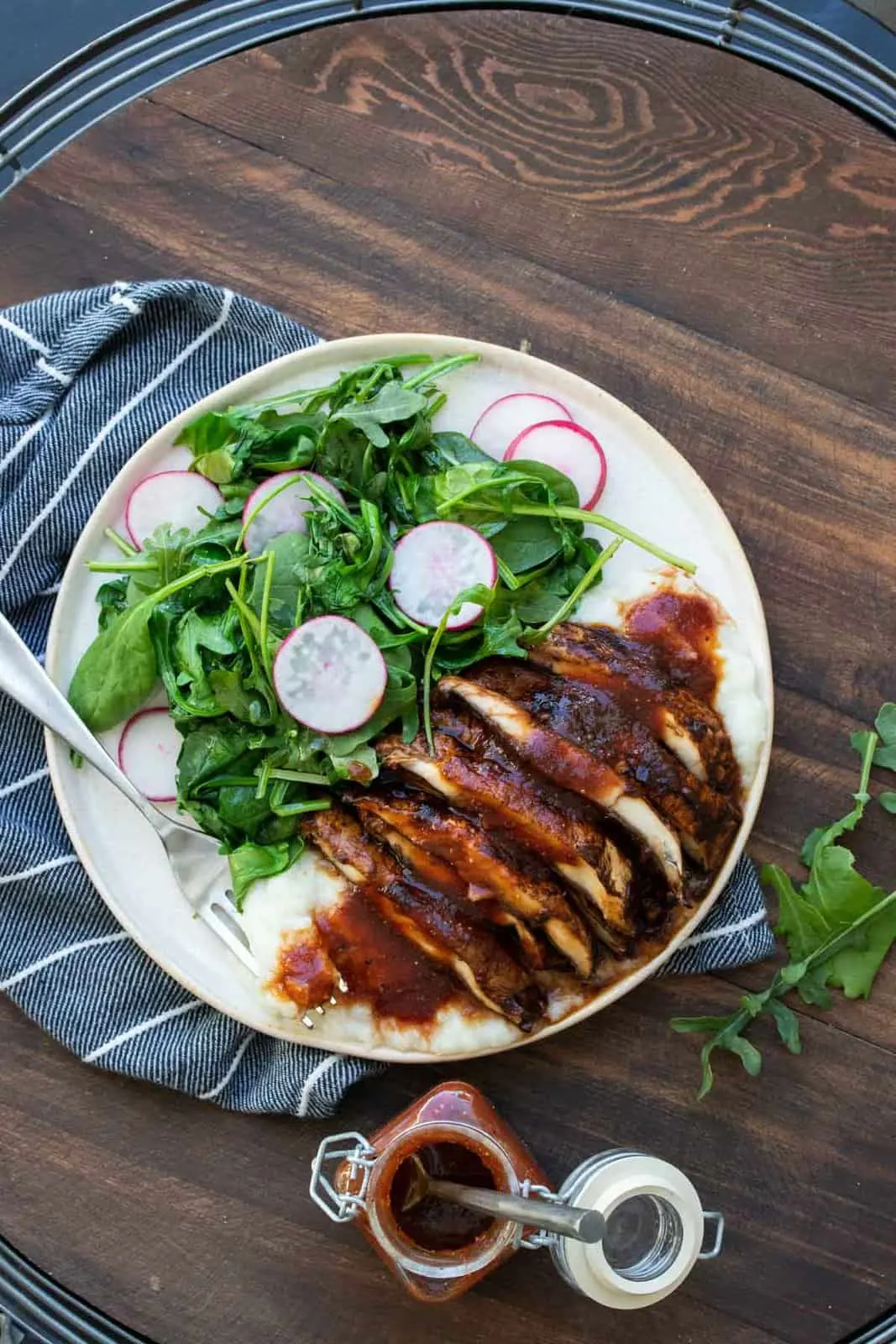 BBQ Portobello with Vegan Mac & Sauteed Spinach