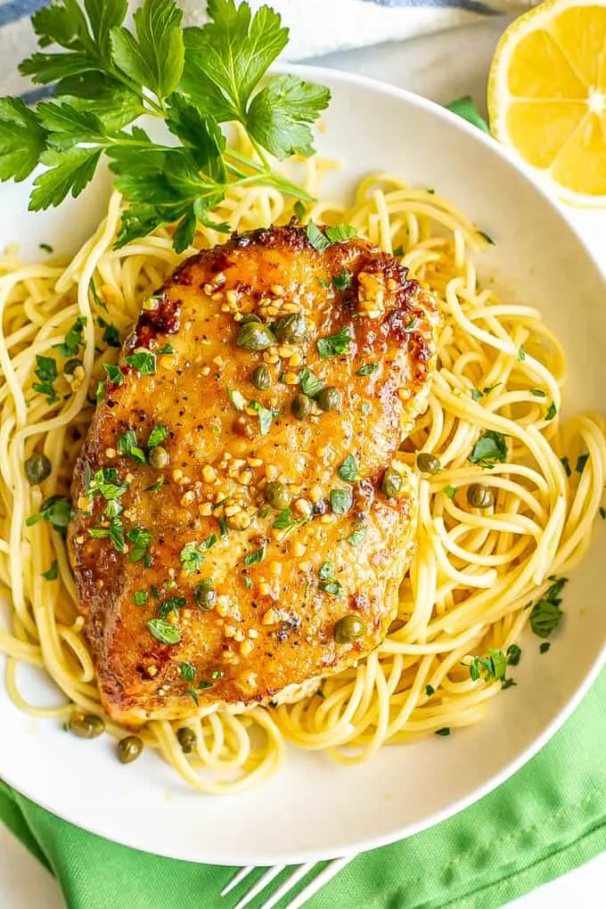 Chicken Piccata with Gluten Free Spaghetti & Lemon Garlic Zucchini (Gluten Free and Dairy Free)