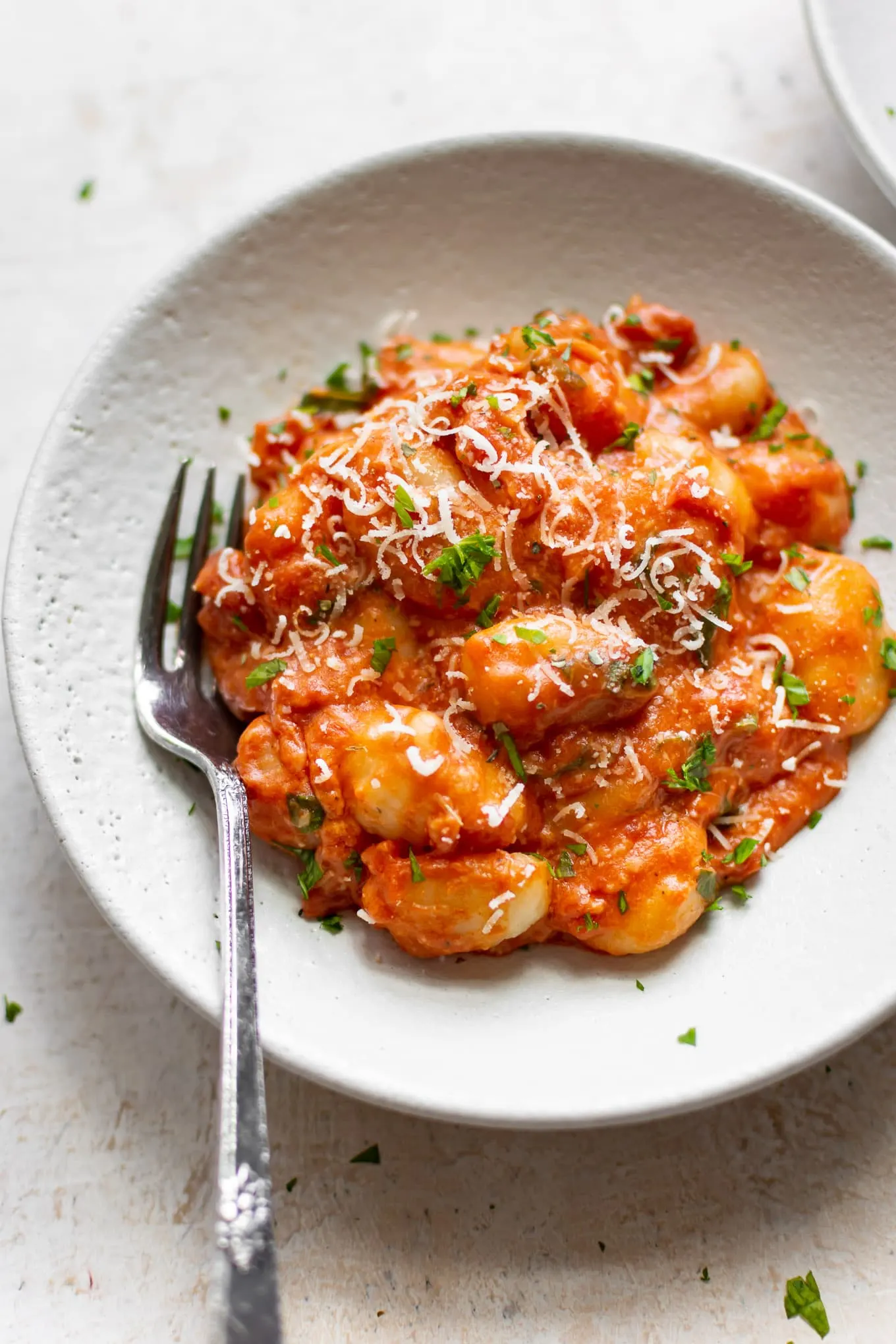 Gnocchi in Herbed Creamy Tomato Sauce and Parmesan Cheese Gnocchi in Herbed Creamy Tomato Sauce and Parmesan Cheese