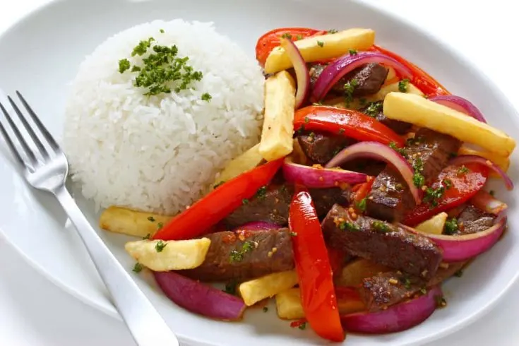 Lomo Saltado with Andean Rice and Herb Roasted Veggies Lomo Saltado with Andean Rice and Herb Roasted Veggies