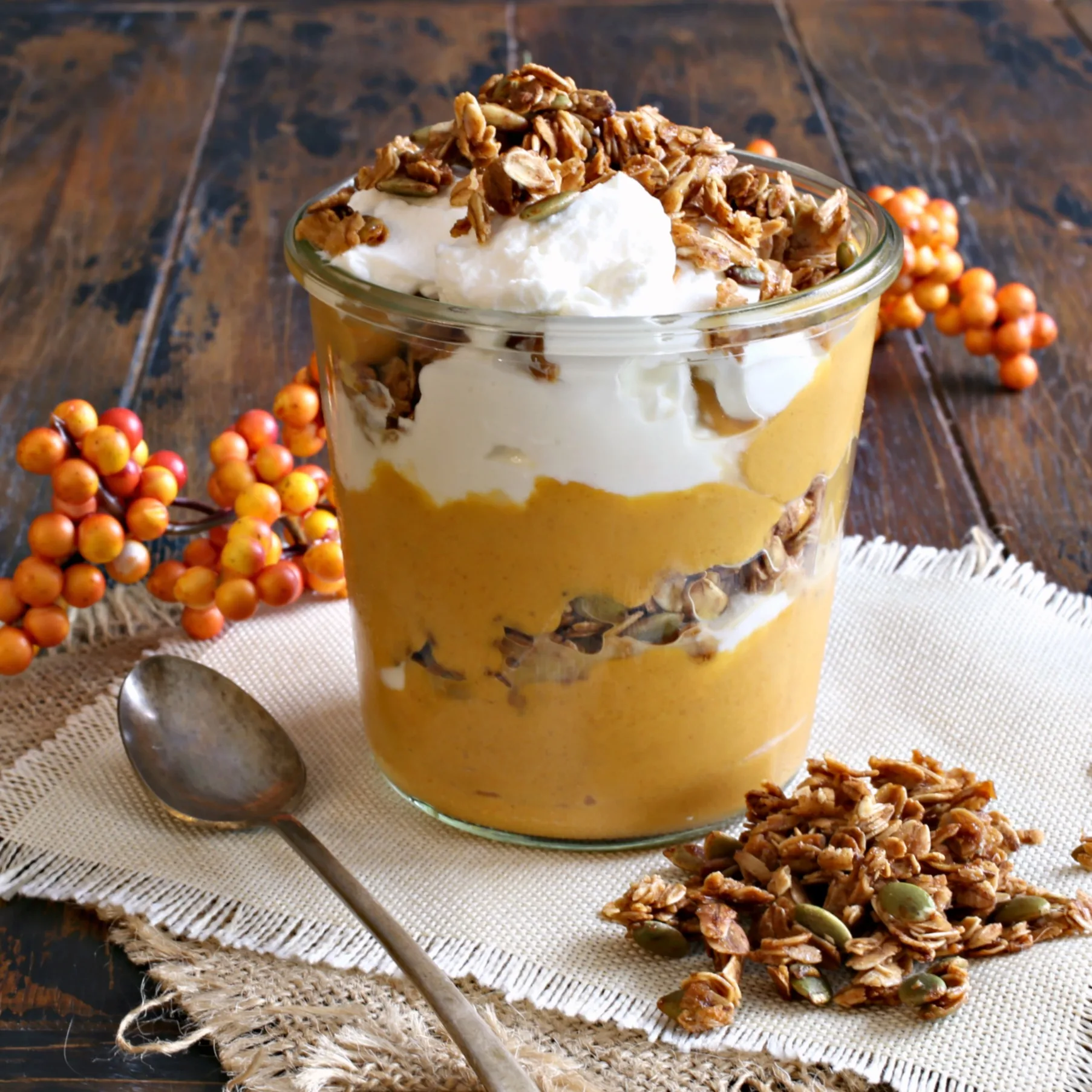 Pumpkin Spiced Yogurt Parfait with Pumpkins Seed Granola
