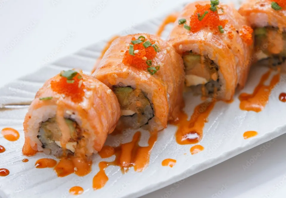 Fresh Salmon & Scallion Rolls Fresh Salmon & Scallion Rolls
