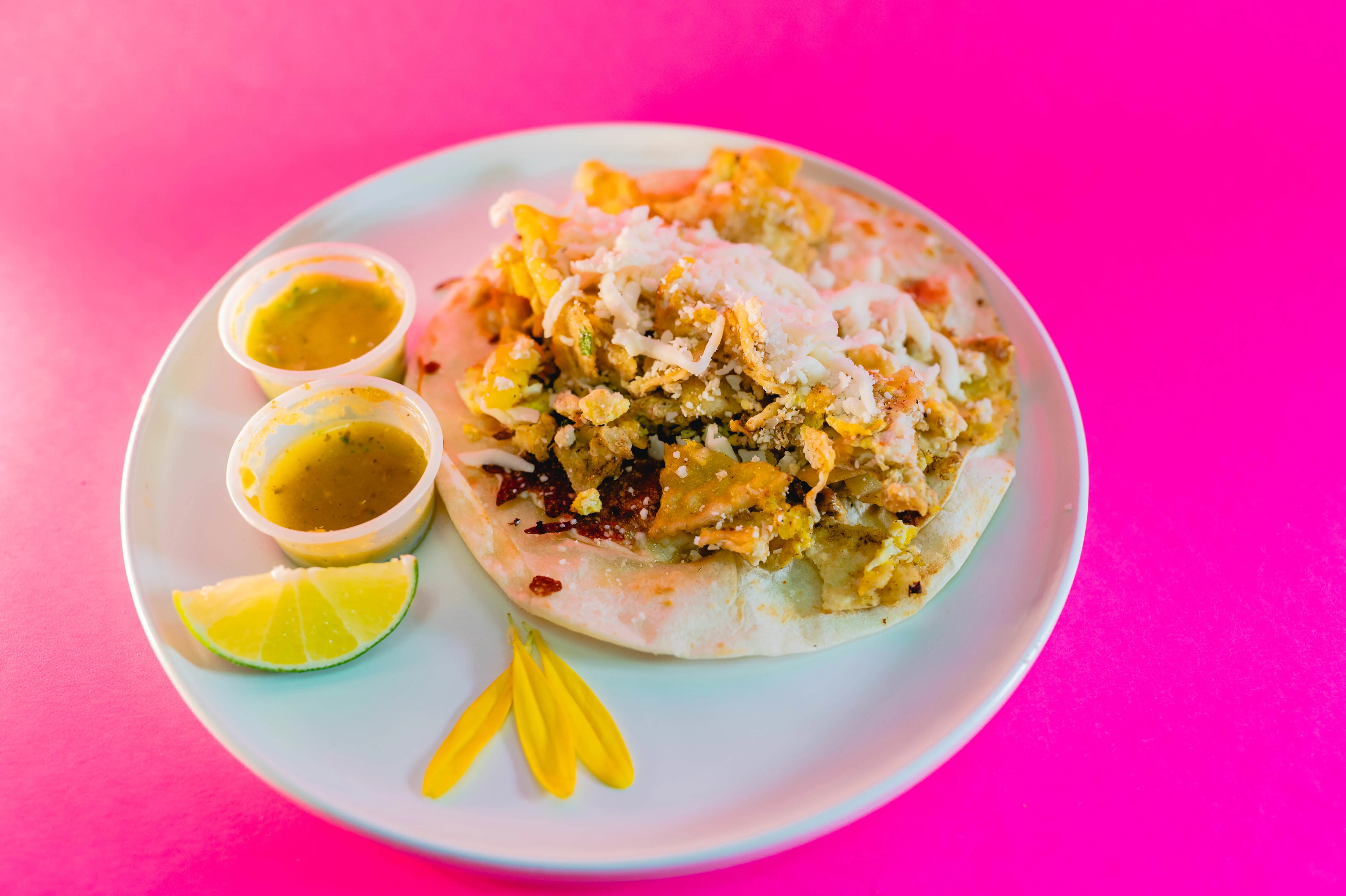 Migas and Cheese Taco on a Flour Tortilla